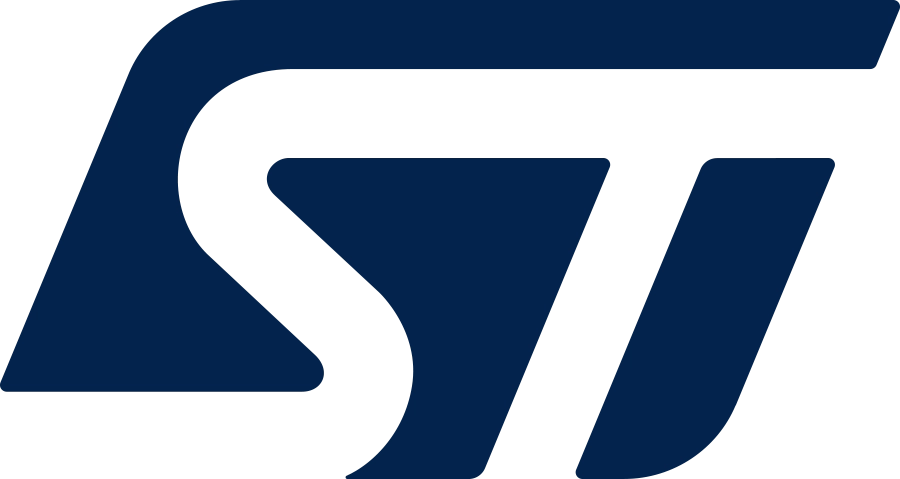 "STMicroelectronics logo, a stylized 'ST' in dark blue with a transparent background, representing the semiconductor manufacturer known for its innovative technologies in electronics and industrial markets."