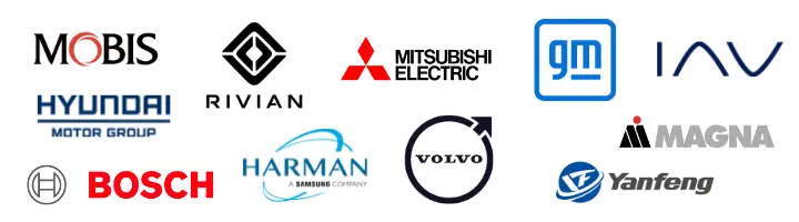 Bosch, Volvo, IAV, Mitsubishi, Harman, Magna, Hyundai, MOBIS, GM