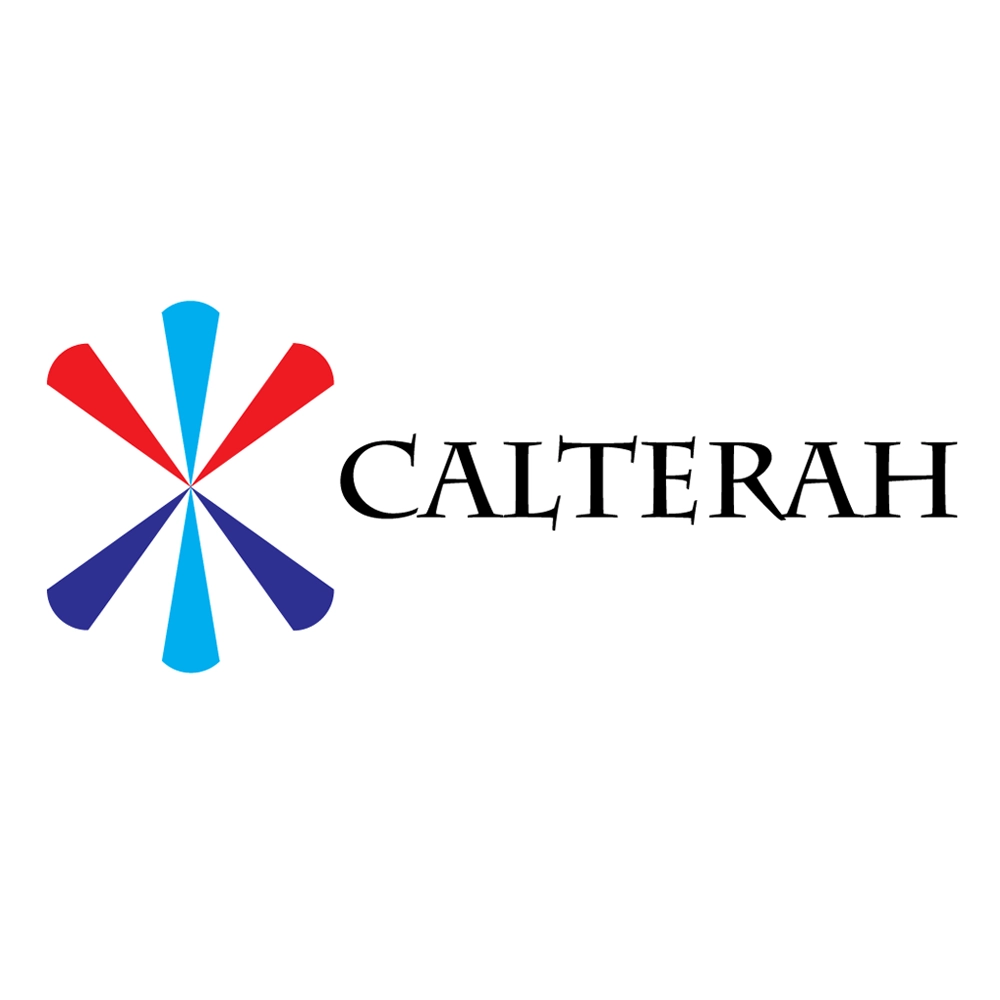 "Calterah logo featuring a colorful abstract design with red, blue, and light blue segments, next to the stylized text 'CALTERAH' on a white background."