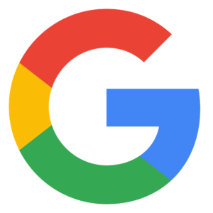 "Google logo with colorful 'G' on a transparent background."