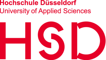 "Hochschule Düsseldorf University of Applied Sciences HSD logo with a transparent background"