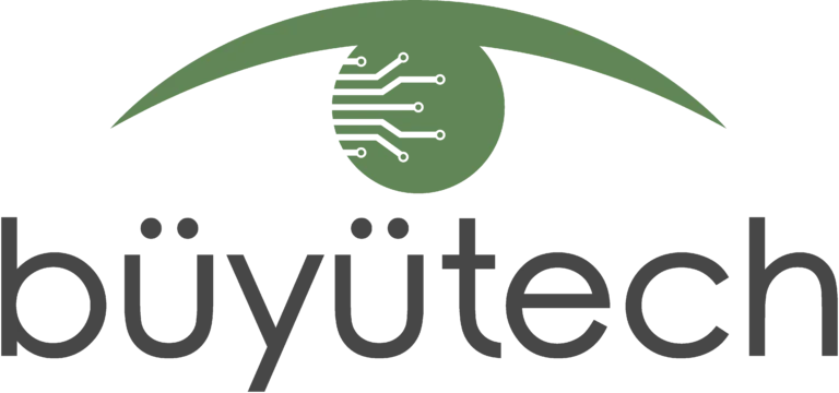 "Büyütech logo featuring a green circuit board design."