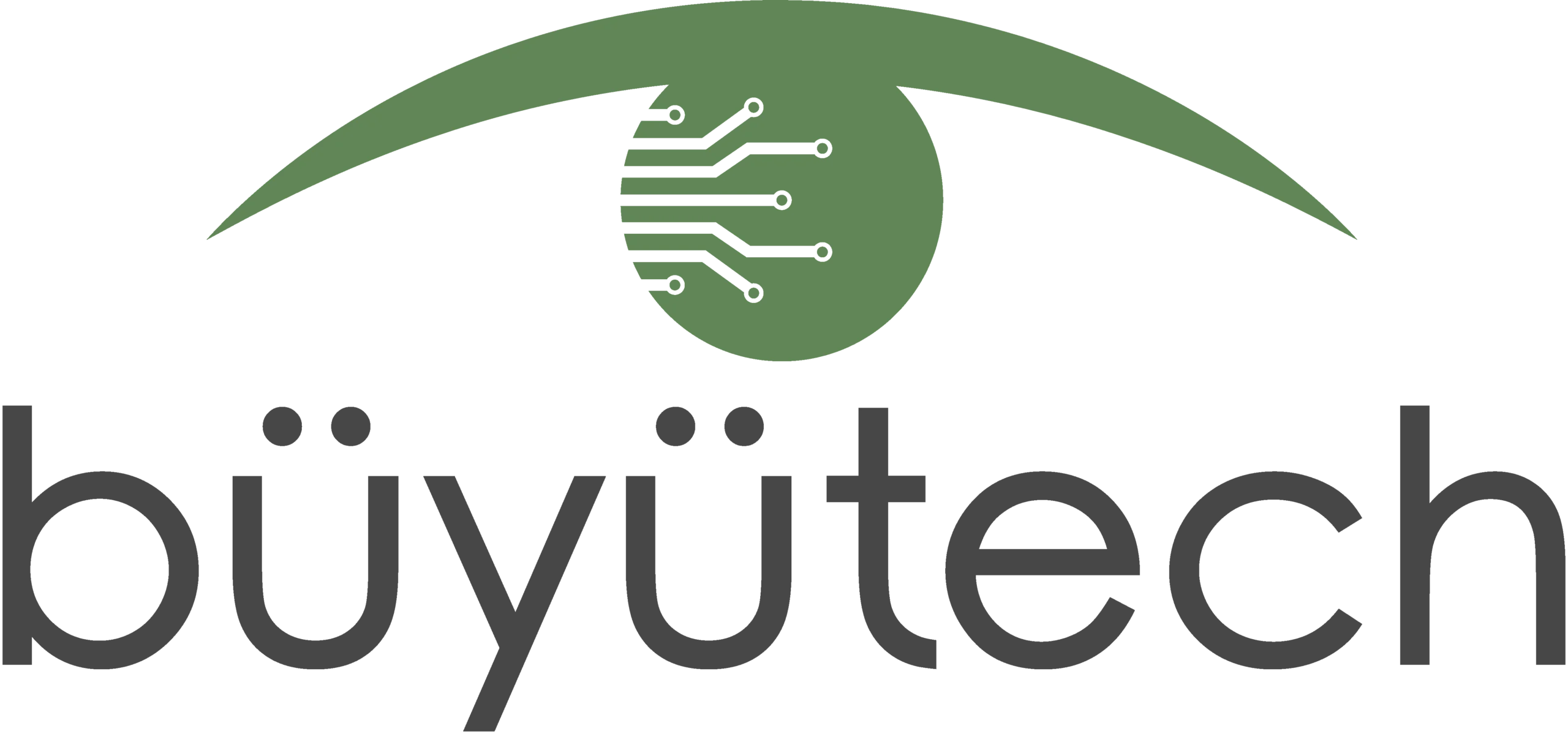 "Büyütech logo featuring a green circuit board design."